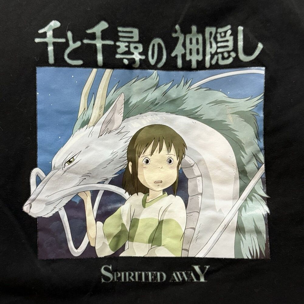 Spirited Away Black T Shirt With Chihiro And Haku Size S/M